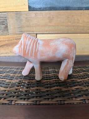 Pier 1 African Lion Orange Ceramic Figurine. Terra Cotta pottery.